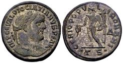 Ancient Coins - Diocletian AD 284-305, AE Silvered Follis (27mm, 10.94 gram) Thessalonica 302-303