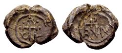 Ancient Coins - Uncertain. Byzantine lead seal (15x18mm, 3.31 gram) circa 10th century