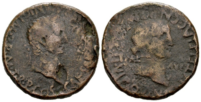 Spain Carthago Nova Gaius Caligula Ad 37 41 With Caesonia Ae As 28mm 13 45 G Cn Atellius Flaccus And Cn Pompeius Flaccus Duoviri