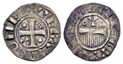 World Coins - France. Champagne. Thibaut II, Count AD 1125-1152, AR Denier (19mm, 1.11 gram) Provins et Sens