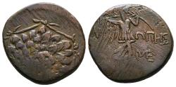 Ancient Coins - PAPHLAGONIA, Sinope. AE22. 105-90 or 90-85 BC. ME Monogram. Aegis & Nike advancing to right