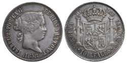 World Coins - ISABEL II. 10 Reales. 1858. Madrid mint. Cal-227. Silver (Ar) SPAIN.