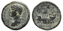Ancient Coins - HADRIAN. AE, Dupondius. 132-135 AD. Rome mint. Galley left with 4 rowers. VERY RARE. FELICITATI AVG.