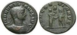 Ancient Coins - AURELIAN. Ae, As. AD 240-275. Rome. CONCORDIA AVG, Emperor and Empress clasping hands; radiate bust of Sol in field above.