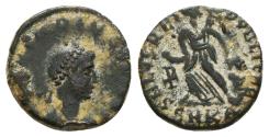 Ancient Coins - ARCADIUS. AE 4. AD 388-392.  Cyzicus (SMKA). SALVS REI PVBLICAE, Victory carrying trophy and dragging captive
