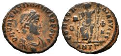 Ancient Coins - VALENTINIAN II. Ae, Follis. AD 375-392. Antiochia mint. CONCORDIA AVGGG, Θ in left field, Φ above K right; mintmark ANTΓ