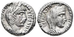 Ancient Coins - NABATAEA. Malichos II, with Shaqilat. Ar, Drachm. RY 22 (AD 61/2) Petra mint. Magnificent specimen