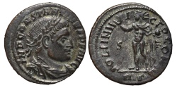 Ancient Coins - CONSTANTINE I. Æ, Follis. 315 AD Rome mint. (RS) SOLI INVICTO COMITI. S / F .