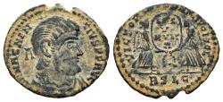 Ancient Coins - MAGNENTIUS. Æ, 1/2 Maiorina??. 350-353 AD. Lyon mint. VICTORIAE DD NN AVG ET CAE. Rare.