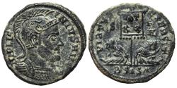 Ancient Coins - LICINIUS I. Æ, Follis. 320 AD. Siscia mint BSIS*. VIRTUS EXERCIT, Captives/banner. (R2)