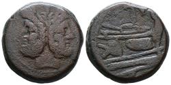 Ancient Coins - ROMAN REPUBLIC. PT or TP Series. Ae, As. 169-158 BC. Rome. Prow of galley to right, PT (ligate) above