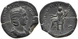 Ancient Coins - OTACILIA SEVERA (wife of Philip I) Æ Sestertius. AD 244-248. Rome. CONCORDIA AVGG.