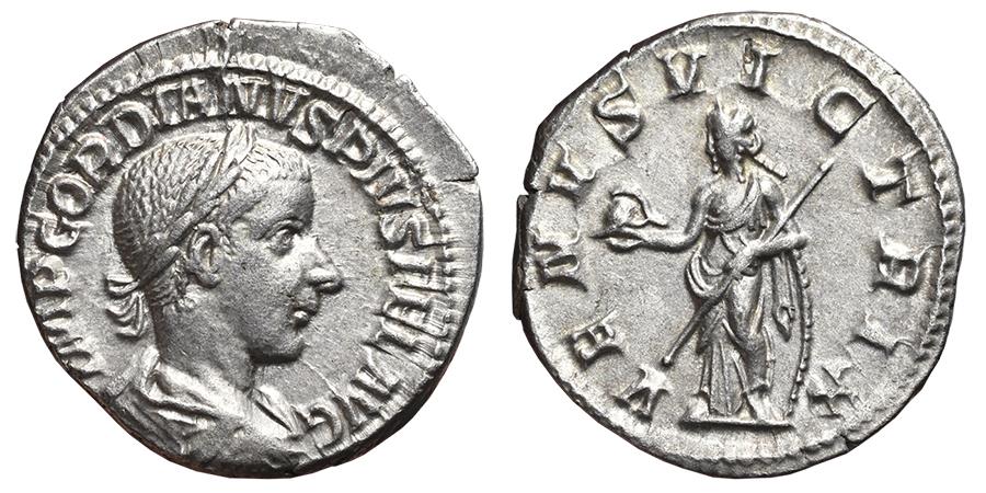 GORDIAN III. AR, Denarius. 238-244 AD. Rome mint. VENVS VICTRIX. Rare.