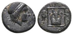Ancient Coins - IONIA, Kolophon. Ae12. 400-375 BC. Head of Apollo to right, wearing horned diadem - Kithara.