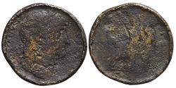 Ancient Coins - CONTORNIATE. Hadrian. 125-128 AD. Monogram PLE? on the neck. Rome mint. Roma seated. 