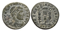 Ancient Coins - MAXIMINUS II DAIA. Æ, Follis. 310-313 AD. Ostia mint. Legionary eagle & standards.