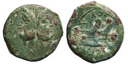 Ancient Coins - C. VIBIUS C.F. PANSA. Æ, Semiuncial. 90 BC. Rome mint. Three prows of galleys right. ROMAN REPUBLIC.