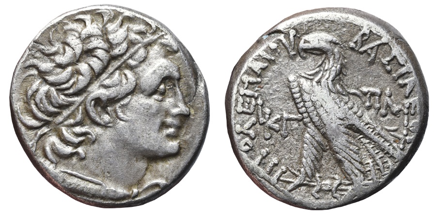 PTOLEMY X Alexander. AG, Tetradrachm. 106-88 BC. Alexandria mint. (Year ...