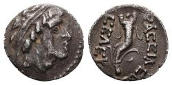 Ancient Coins - SELEUKID KINGDOM.  Demetrios I Soter. Ar, Drachm. Imitating Demetrios I but in the name of "Seleukos" (IV?), struck in Commagene, time of Mithradates I, c. 96-70