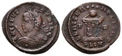 Ancient Coins - CRISPUS. Ae, Follis. 322-323 AD. Londinium (London). BEAT TRANQLITAS / F B. Bust type shield decorated with lines