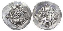 Ancient Coins - KHUSRU II. AR, Drachm. 591-628 AH. Year 6, WYH (Veh-Ardashir) mint. SASANIAN.