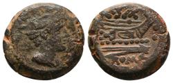 Ancient Coins - C. CLUVIUS SAXULA. AE, Sextans. 69-158 BC. Rome. Prow right, C SAX ligate above.