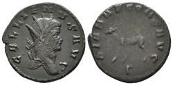 Ancient Coins - GALLIENUS. Ae, Antoninianus. AD 267-268. Rome mint. DIANAE CONS AVG, Stag standing left; Γ in exergue.