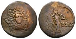 Ancient Coins - PAPHLAGONIA, Amastris. AE23. 90-85 BC. Time of Mithradates VI Eupator. Aegis & Nike advancing to right