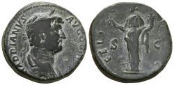 Ancient Coins - HADRIAN. Ae, Sestertius. 134-138 AD. Rome. FELICITAS AVG. RARE draped bust.