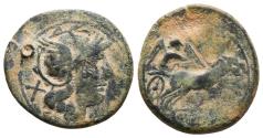 Ancient Coins - ANONYMOUS. Fourre Denarius Core. 2nd century BC. Uncertain mint. Victory driving galloping biga right, holding reins and goad.