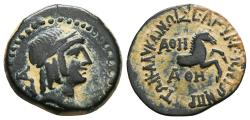 Ancient Coins - CILICIA, Seleukeia ad Calycadnum. Ae18. Circa 2nd-1st century Bc. forepart of horse to right; AΘH (date)