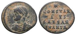 Ancient Coins - CONSTANTINE II. Ae, Follis. AD 324-325. Antiochia mint. CONSTANTINVS  CAESAR in three lines; in exergue SMANTA.