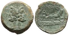Ancient Coins - D. SILANVS. L. F. Ae, As. 91 BC. Rome. Janus & Prow of galley right; D•SILANVS•L•F above. Roman Republican,
