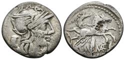 Ancient Coins - M. MARCIUS MN F. AG, Denarius. 134 BC. Rome mint. COUNTERMARK. Victory in biga right, M MARC / RO - MA.