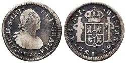 World Coins - CAROLUS IV. AR, 1/2 Real. 1800. Santiago de Chile AJ. AC-347. Rare. SPANISH COLONIAL