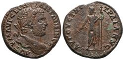 Ancient Coins - CARACALLA. Ae 30. AD 198-217. THRACE, Augusta Traiana. AVΓOVTHC TPAIANHC. Zeus standing left, holding thunderbolt and sceptre..
