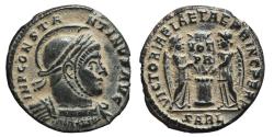 Ancient Coins - CONSTANTINE I. Æ, Follis. 307-337 AD Arles mint SARL. VICTORIAE LAETAE PRINC PERP. (R3)