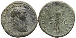 Ancient Coins - TRAJAN. Æ, Sestertius. 98-117 AD. Rome mint. SPQR OPTIMO PRINCIPI. Pax