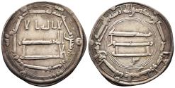 Ancient Coins - `ABD ALLAH AL-MANSUR. Ar, Dirham. AH 144. Al-Basra. Abbasid Caliphate