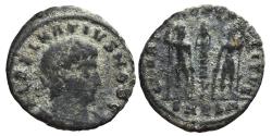 Ancient Coins - DELMATIUS. AE, Follis. 336-337 AD. Thessalonica mint SMTSA, 1st officina. GLORIA EXERCITVS.