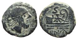 Ancient Coins - ROMAN REPUBLIC, Anonymous. AE, Semis. 211 - 207 BC. Hispania mint. Saturn / Prow rigth.