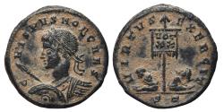 Ancient Coins - CRISPUS. Æ, Follis. 317-326 AD. Ticinum mint (ST). VIRTVS EXERCIT (R3).