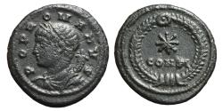 Ancient Coins - POPULUS ROMANUS (Constantine I). Ae, Follis. 330 AD. Constantinople mint. CONST and star in wreath. RARE.