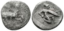 Ancient Coins - CILICIA. Tarsos. Ar, Stater. Circa 410-385 BC. ('trz' in Aramaic) Hoplite kneeling right