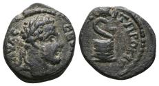 Ancient Coins - SEPTIMIUS SEVERUS. Ae17. AD 193-211. Moesia Inferior, Nikopolis ad Istrum. Coiled serpent rising to right, head lowered.