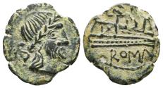 Ancient Coins - ROMAN REPUBLIC. Unofficial Imitative Æ Semis. Spanish mint, after 91 BC. Exceptional conservation for this type.