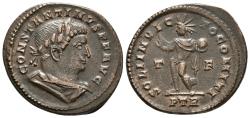 Ancient Coins - CONSTANTINE I. Follis 313-315 AD. Treveri mint. T-F across fields SOLI INVICTO COMITI. (R3).