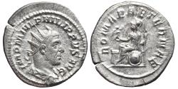 Ancient Coins - PHILIP I. AR, Antoninianus. 244-249 AD. Rome mint. ROMAE AETERNAE, Roma seated.