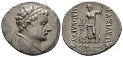 Ancient Coins - Bactria: Heliocles Tetradrachm with facing Zeus
