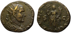 Ancient Coins - Very rare Trajan Decius AE double sestertius - FELICITAS - Impressive portrait
